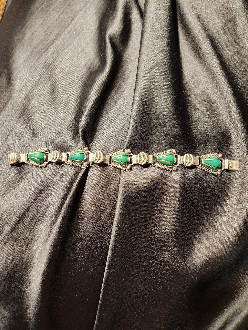 🔥Vintage Mexican Silver .925 And Green Onyx Women's Bracelet - Picture 6 of 7